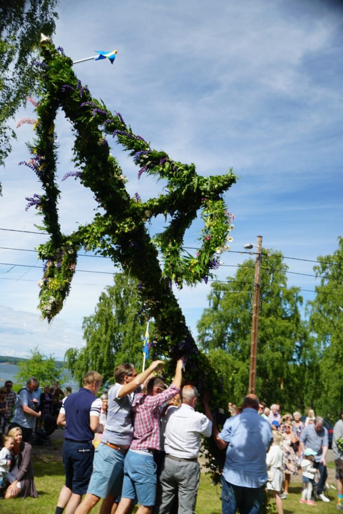 Raising the Midsommar celebratory pole