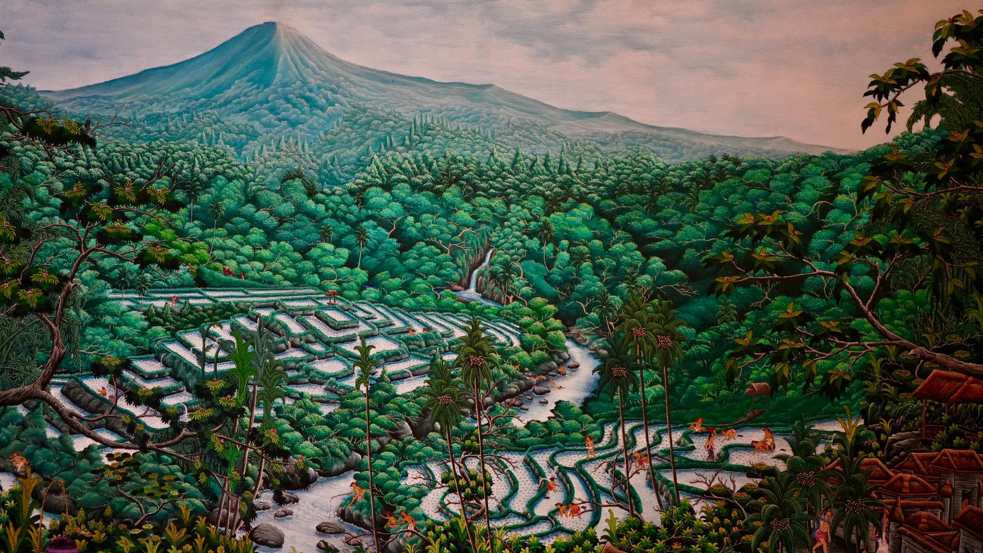 Volcano Landscape Painting