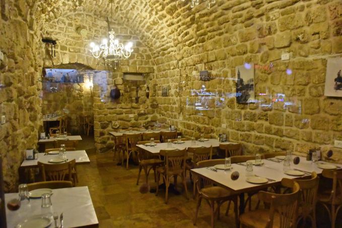 Restaurant in 400 year old building (Israel).