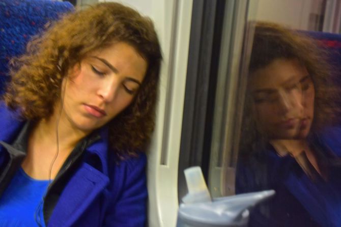 Sleeping on the train (Israel).