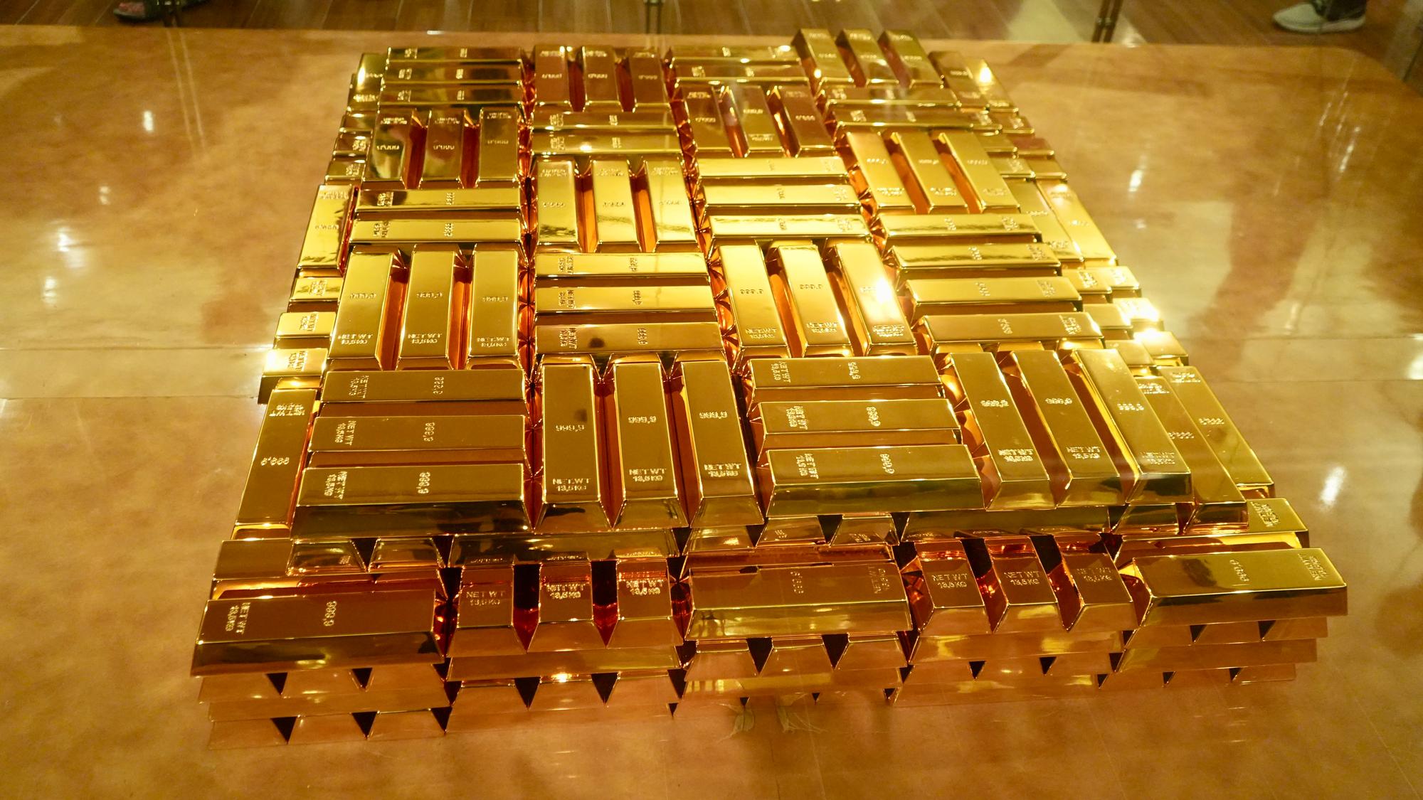 Gold bullion on display in the Jakarta Bank Museum