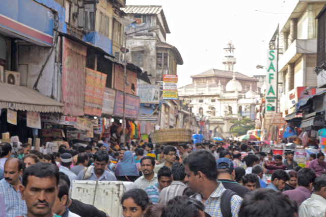 Throngs of humanity on a typical day at Mumbai’s Crawford Market.