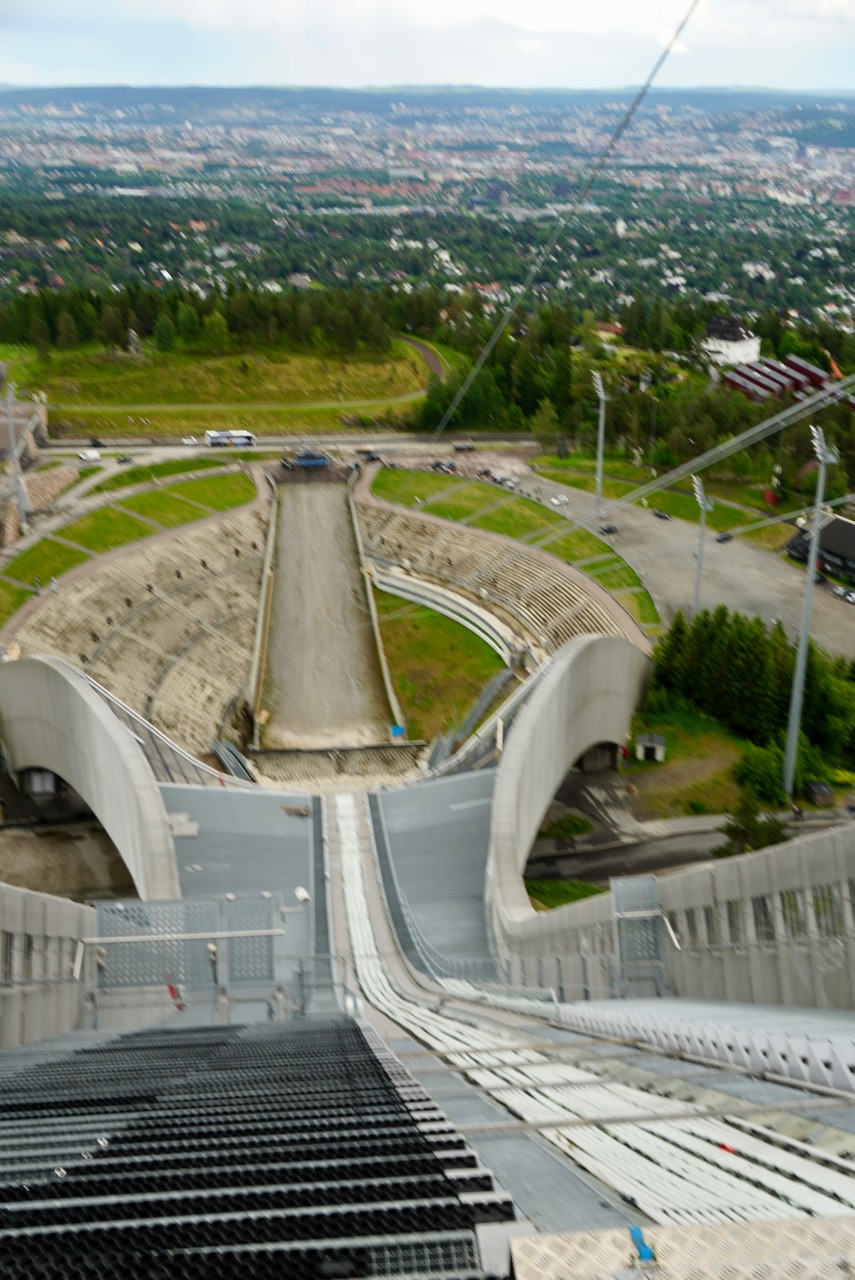 Holmenkollen’s champion ski jump, top view. Current record for the jump is 141 meters.