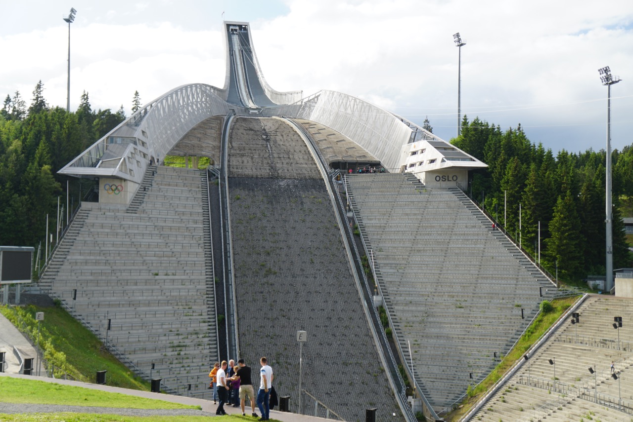 Holmenkollen ski jump viewed from the bottom