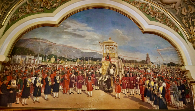 An artist’s representation of a royal event with the Maharaja
