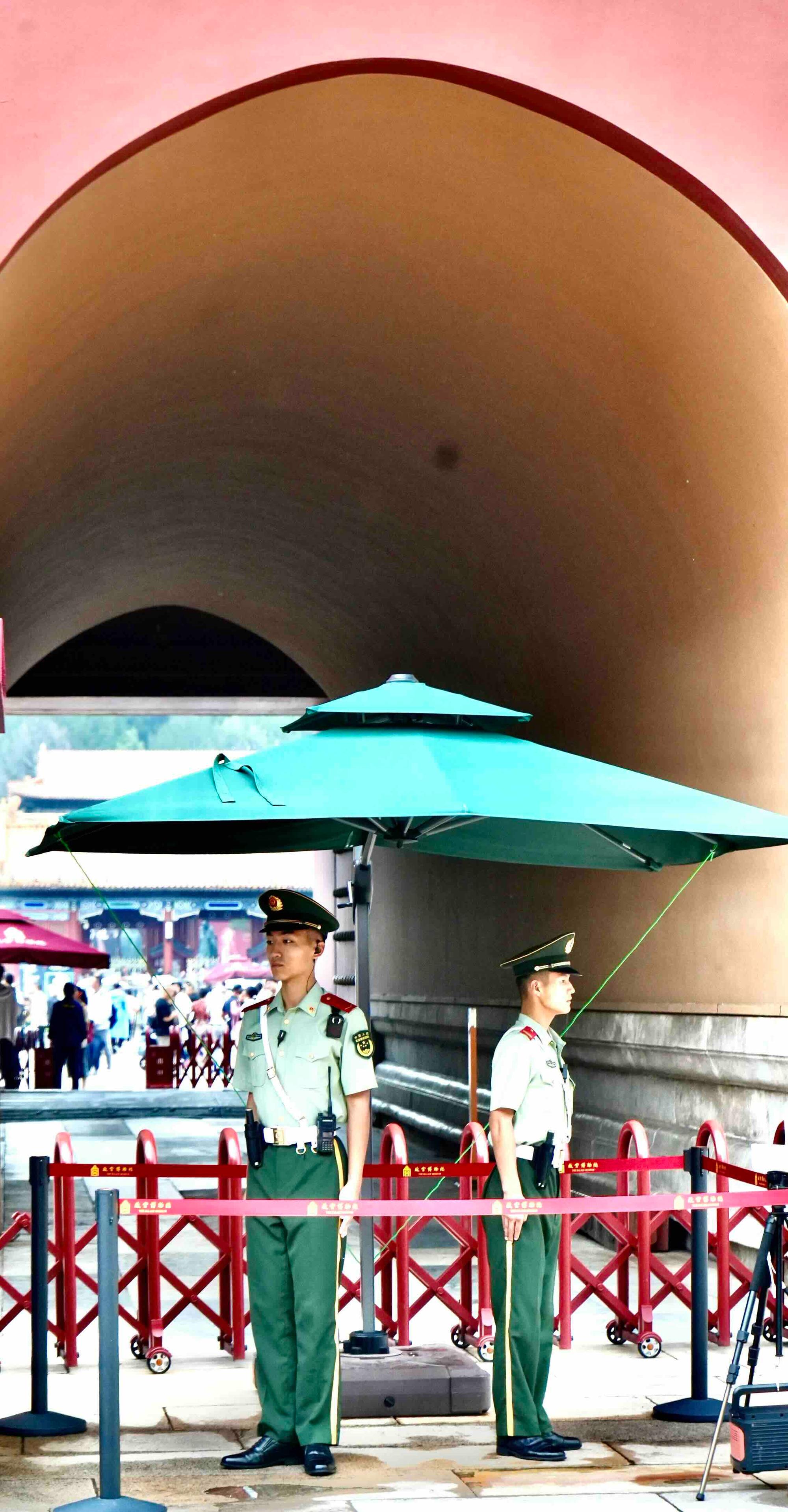 Guards at the Forbidden City exit