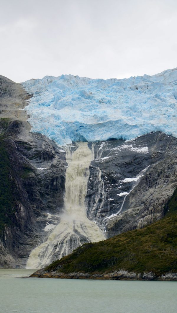 The receding/melting Chilean glacier (seen on our 2022 world cruise)