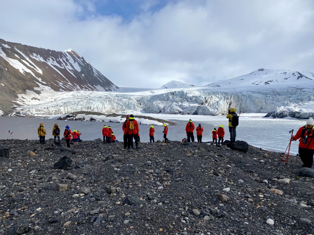 This glacier over the years has receded from covering the pile of debris where we are standing now.