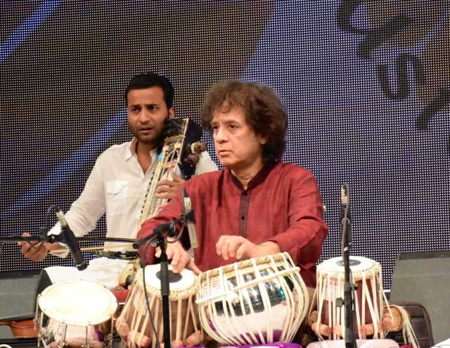 Zakir Hussain, fourteen hours into the marathon concert.