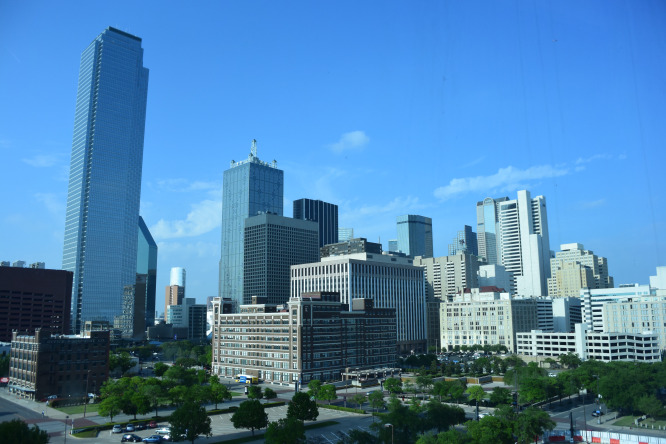 The Dallas, Texas skyline from our hotel room